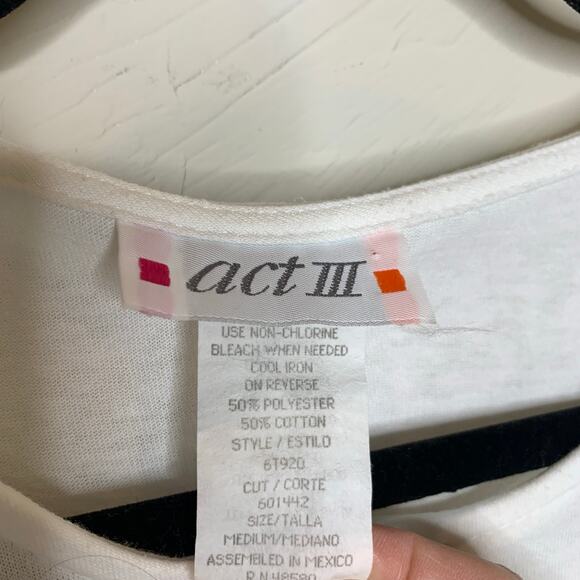 Vintage Jersey Top White Button Front w Large Buttons Hearts Sz Medium - Picture 9 of 9